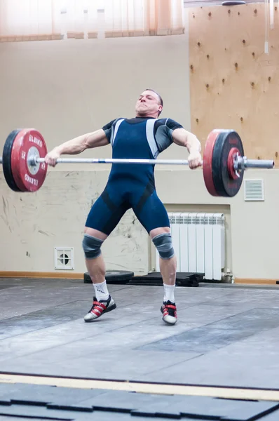 Heavy athletics, weightlifter... — Stock Photo, Image