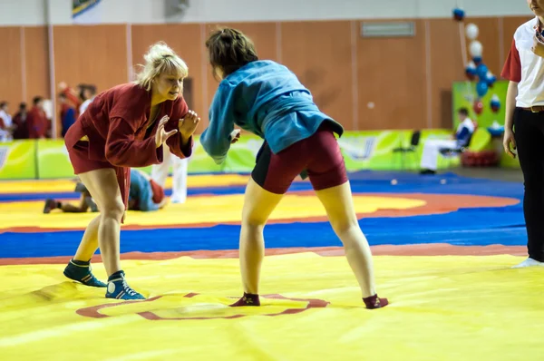 Sambo or Self-defense without weapons. Competitions girls... ... — Stock Photo, Image