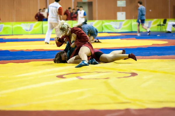 Sambo or Self-defense without weapons. Competitions girls... ... — Stock Photo, Image