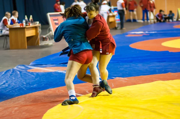 Sambo or Self-defense without weapons. Competitions girls... ... — Stock Photo, Image