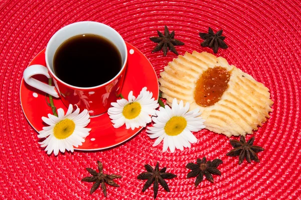 Šálek kávy a křehké sušenky — Stock fotografie