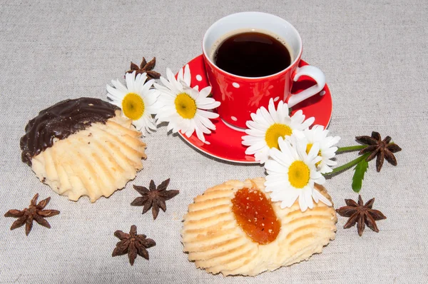 A cup of coffee and shortbread cookies — Stock Photo, Image