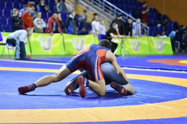 Orenburg Rússia Março 2017 Menino Compete Wrestling Esportivo Volga Federal — Fotografia de Stock