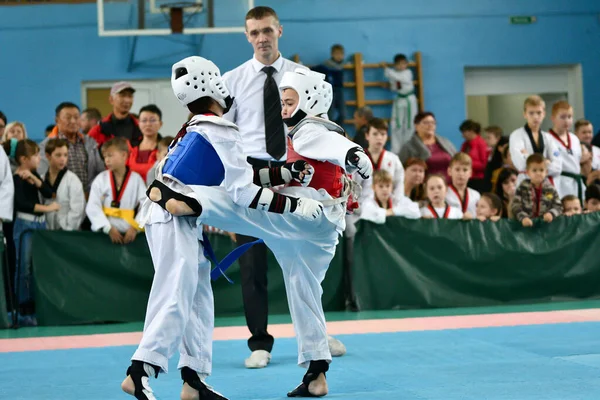 Orenburg Russland Oktober 2019 Junge Treten Bei Der Offenen Taekwondo — Stockfoto
