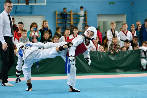 Orenburg Russia Жовтня 2019 Boy Competition Taekwondo Корейські Бойові Мистецтва — стокове фото