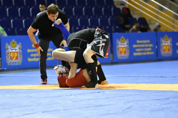 Orenburg Rusko Října 2019 Muži Utkají Pankration Wrestlingu Open Championship — Stock fotografie