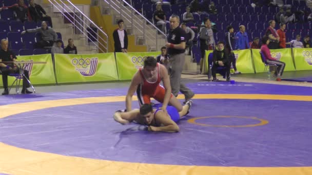 Orenburg Rússia Março 2017 Meninos Competem Wrestling Esportivo Volga Federal — Vídeo de Stock