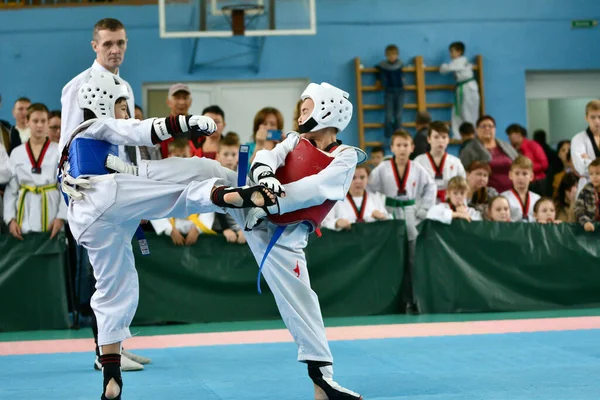 Orenburg Russland Oktober 2019 Gutt Konkurrerer Taekwondo Koreansk Kampsport Orenburg – stockfoto