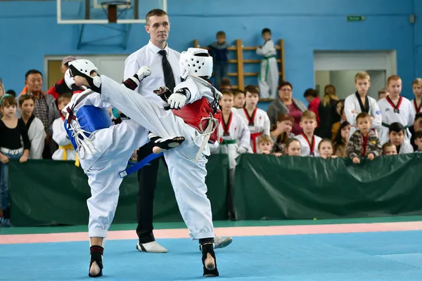 Orenburg Oroszország Október 2019 Fiú Verseny Taekwondo Koreai Harcművészetek Orenburg — Stock Fotó