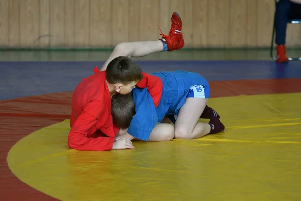 Orenburg Russia February 2019 Διαγωνισμοί Boy Αυτοάμυνα Χωρίς Όπλα Στα — Φωτογραφία Αρχείου
