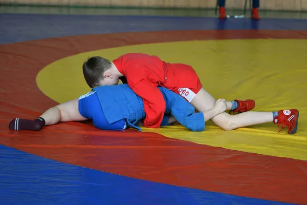 Orenburg Russia February 2019 Boy Competitions Self Defense Weapons Championship — Stock Photo, Image