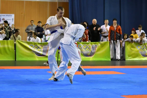 Orenburg Russia Marzo 2017 Anno Ragazzi Competono Nel Karate Sul — Foto Stock