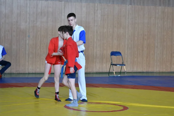 Orenburg Russia February 2019 Boys Competitions Self Defense Weapons Championship — Stock Photo, Image