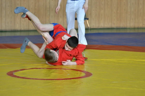 Orenburg Rusland Februari 2019 Jongens Competities Zelfverdediging Zonder Wapens Kampioenschappen — Stockfoto