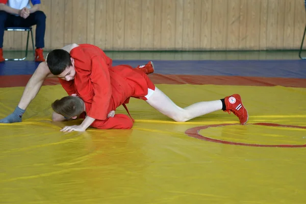 Orenburg Rússia Fevereiro 2019 Competições Meninos Autodefesa Sem Armas Campeonato — Fotografia de Stock