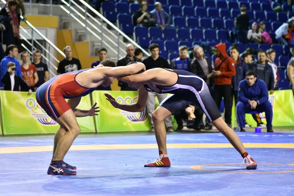 Orenburg Rússia Março 2017 Menino Compete Wrestling Esportivo Volga Federal — Fotografia de Stock