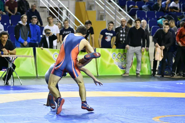 Orenburg Rússia Março 2017 Menino Compete Wrestling Esportivo Volga Federal — Fotografia de Stock