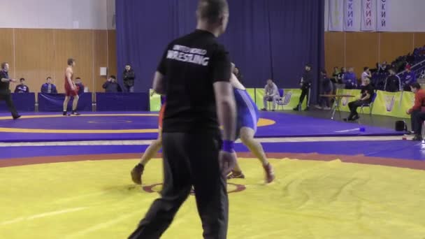 Orenburg Rússia Março 2017 Meninos Competem Wrestling Esportivo Volga Federal — Vídeo de Stock