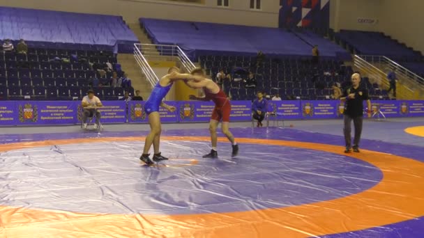 Orenburg Rusko Října 2020 Mladí Muži Utkají Sportovním Wrestlingu Celoruském — Stock video