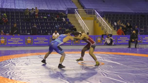Orenburg Russia October 2020 Young Men Compete Sports Wrestling All — Stock Video