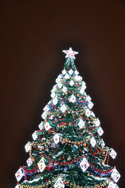 Christmas Tree Decorations City Park New Year Eve — Zdjęcie stockowe