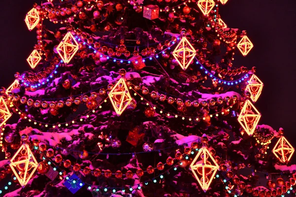 Christmas Tree Decorations City Park New Year Eve — Stock Photo, Image