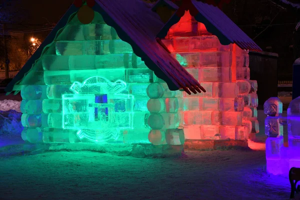 Ice Hut Children Fairy Tale New Year Eve City Park — Stock Photo, Image