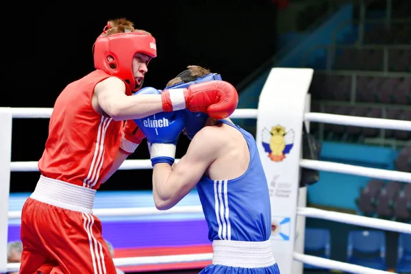 Orenburg, Russia - May 7, 2017: Boys boxers compete in the Championship of Russia in boxing among Juniors, born 1999-2000