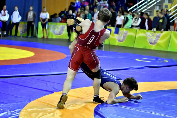 Orenburg Russie Octobre 2017 Les Garçons Participent Lutte Sportive Tournoi Images De Stock Libres De Droits