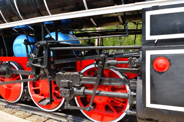 Russia Orenburg City Park Elementi Una Locomotiva Vapore Epoca — Foto Stock