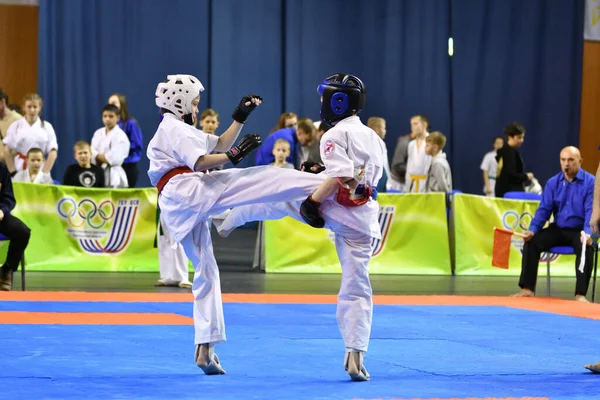 Orenburg Russia March 2017 Girls Compete Karate Championship Orenburg Region — стоковое фото