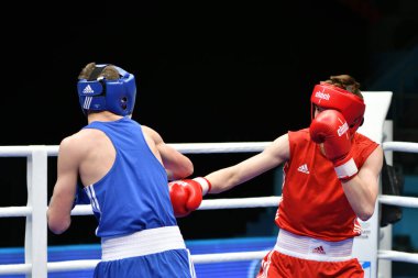 Orenburg, Russia - May 7, 2017: Boys boxers compete in the Championship of Russia in boxing among Juniors, born 1999-2000