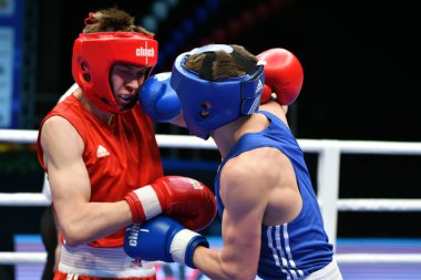 Orenburg, Russia - May 7, 2017: Boys boxers compete in the Championship of Russia in boxing among Juniors, born 1999-2000