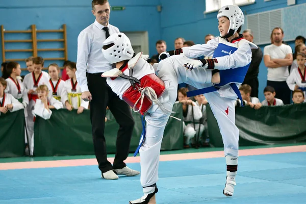 Orenburg Oroszország Október 2019 Fiú Verseny Taekwondo Koreai Harcművészetek Orenburg — Stock Fotó