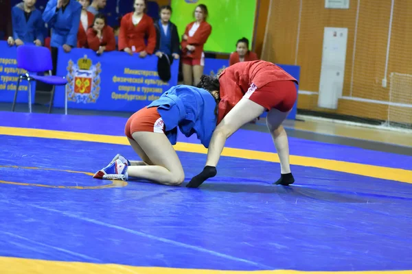 Orenburg Rússia Fevereiro 2019 Competições Meninas Autodefesa Sem Armas Campeonato — Fotografia de Stock