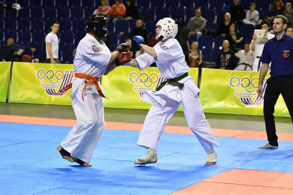 Orenburg Russland März 2017 Junge Männer Messen Sich Karate Bei — Stockfoto