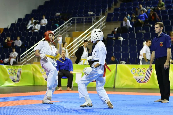 Orenburg Russland März 2017 Junge Männer Messen Sich Karate Bei — Stockfoto