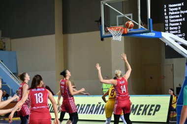 Orenburg, Rusya - 6 Ekim 2019: Kızlar Rusya Basketbol Şampiyonası 'nda 