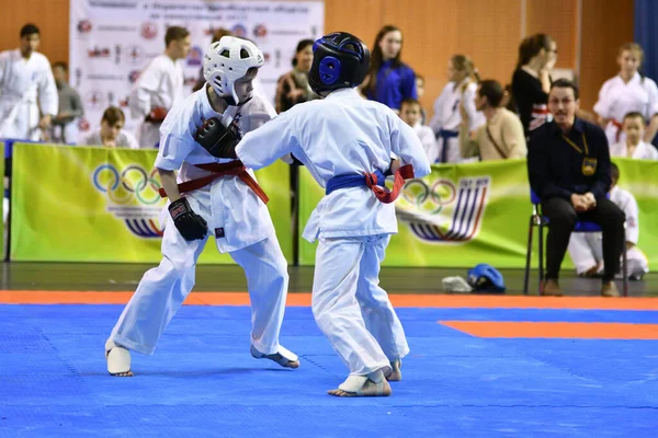 Orenburg Russia March 2017 Girls Compete Karate Championship Orenburg Region — Fotografia de Stock