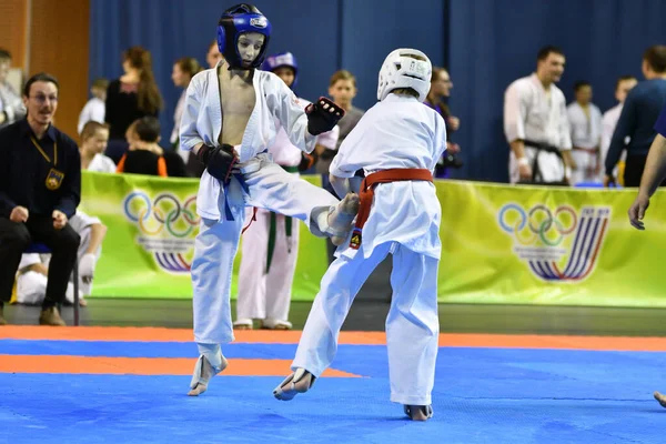 Orenburg Russia March 2017 Girls Compete Karate Championship Orenburg Region — Foto Stock