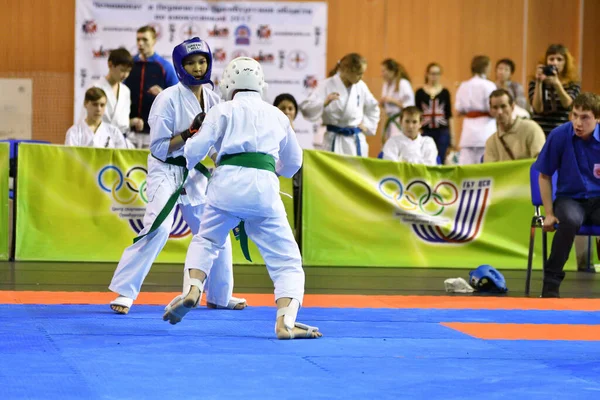 Orenburg Russia March 2017 Girls Compete Karate Championship Orenburg Region — Fotografia de Stock