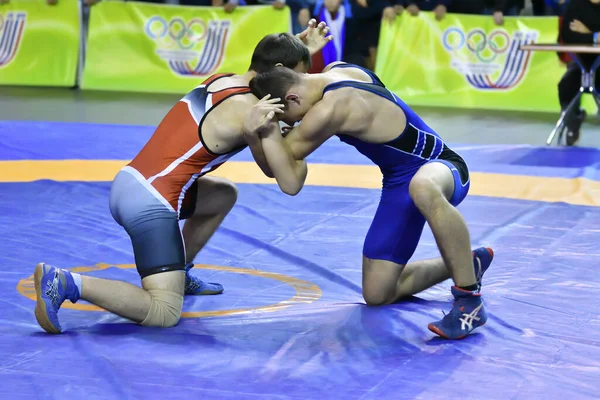 Orenburg Rusia Octubre 2017 Los Niños Compiten Lucha Deportiva Torneo —  Fotos de Stock