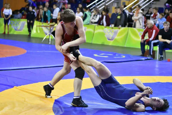 Orenburg Russia Ottobre 2017 Ragazzi Competono Nel Wrestling Sportivo Torneo Fotografia Stock