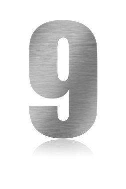 9 numara. Fırçalanmış alüminyum şekil.