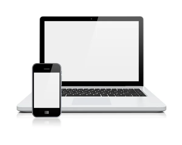 Laptop, e smartphone — Fotografia de Stock