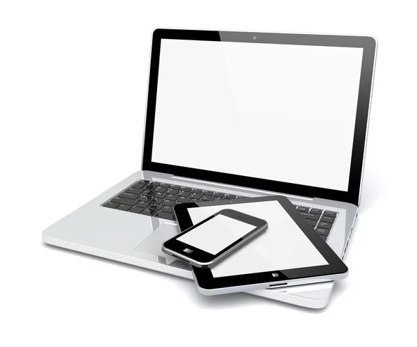Laptop, TabletPC och smartphone — Stockfoto