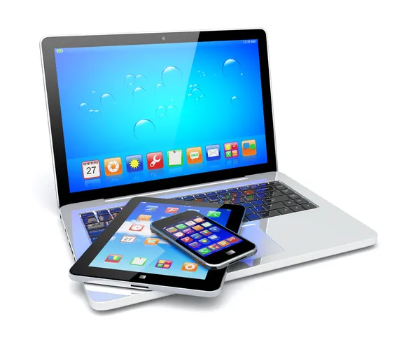 Laptop, Tablet-PC und Smartphone Stockbild