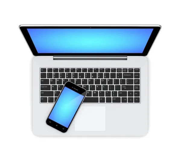 Laptop, e smartphone — Fotografia de Stock