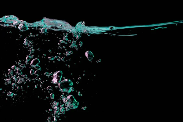 Superficie Agua Clara Con Ondulación Burbujas Luz Verde Azul Sobre —  Fotos de Stock