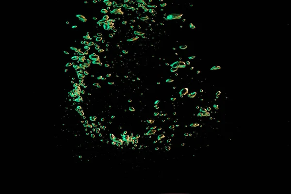 Bubble Splash Transparent Clear Water Liquid Green Yellow Light Black — Fotografia de Stock